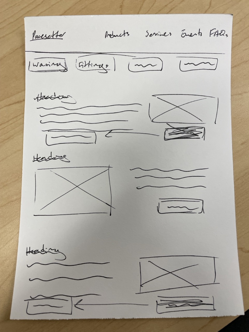 third sketched wireframe